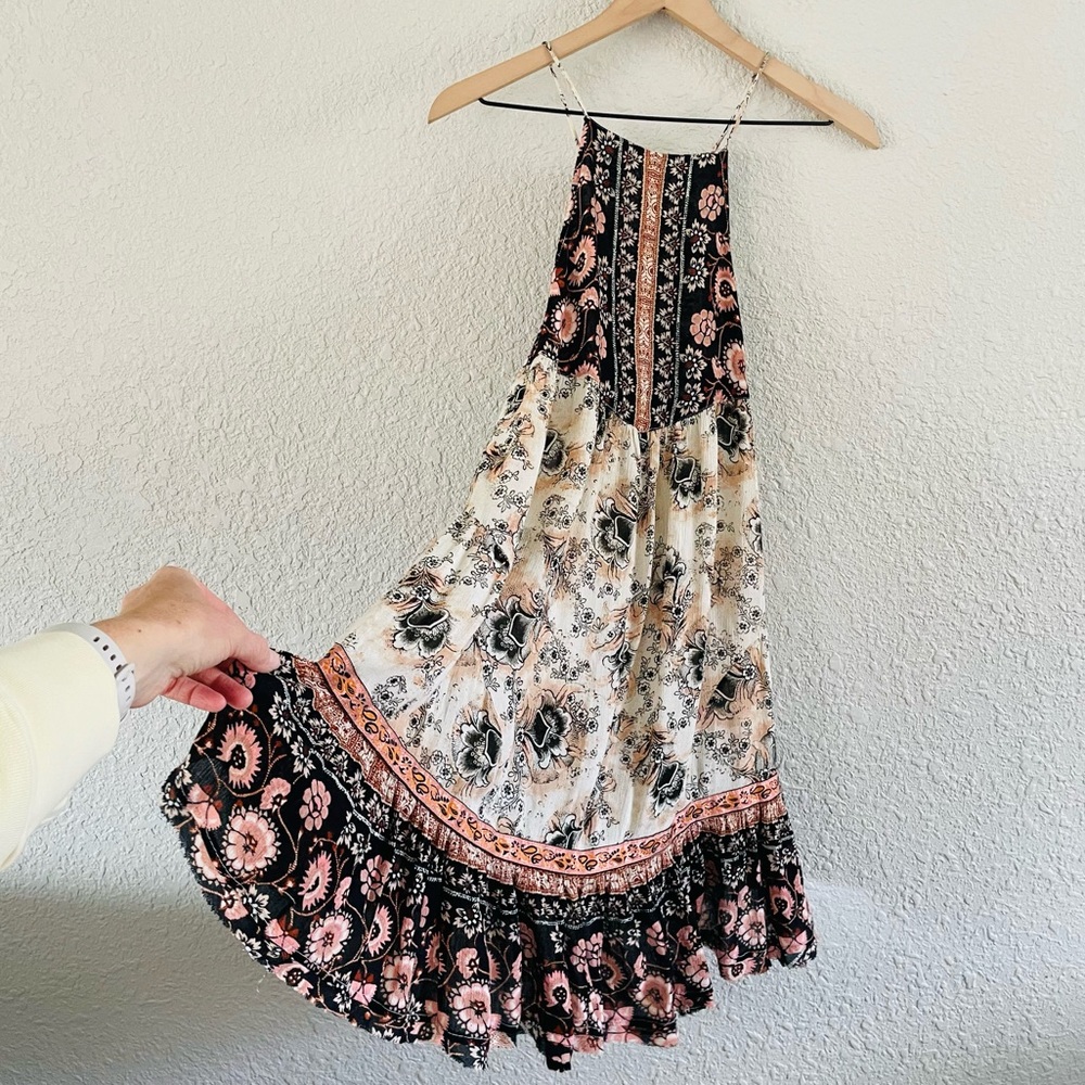 Free People Floral Mini Dress - Black, Pink, Cream
